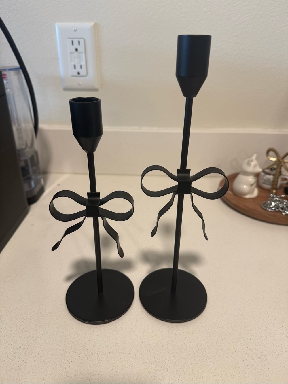 Black Metal Bow Candle Holders - Set of 2